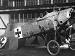 Fokker E.IV 641/15 awaiting repair. Note wire transport wheels (WT0421)